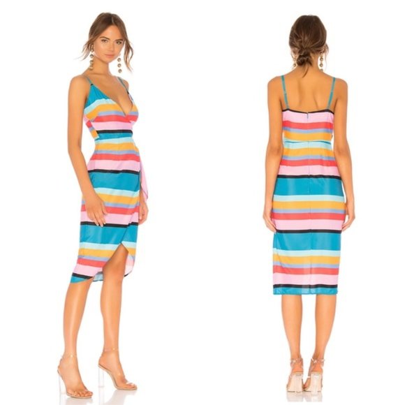 Lovers + Friends Orchid Dress Striped Wrap XXS 00 - Picture 6 of 6
